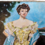 Gilded Age Style Oil Painting Portrait Woman in Gown Framed Art