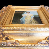 Gilded Age Style Oil Painting Portrait Woman in Gown Framed Art