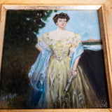 Gilded Age Style Oil Painting Portrait Woman in Gown Framed Art