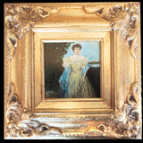 Gilded Age Style Oil Painting Portrait Woman in Gown Framed Art