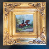 Framed Oil Painting Horse And Gentleman Rider, Antique Style Equestrian Art