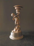 French Bronze Cherub Sculpture 14.5" Tall Angel Putti Figurine Candle Holder