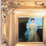 Gilded Age Style Oil Painting Portrait Woman in Gown Framed Art