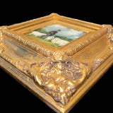 Framed Oil Painting Man and Sheep Pastoral Antique Style Hand Painted