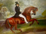 Framed Oil Painting Horse And Gentleman Rider, Antique Style Equestrian Art