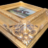 Framed Oil Painting Horse And Gentleman Rider, Antique Style Equestrian Art