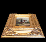 Framed Oil Painting Horse And Gentleman Rider, Antique Style Equestrian Art