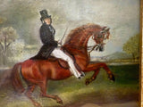 Framed Oil Painting Horse And Gentleman Rider, Antique Style Equestrian Art