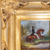 Framed Oil Painting Horse And Gentleman Rider, Antique Style Equestrian Art