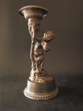 French Bronze Cherub Sculpture 14.5" Tall Angel Putti Figurine Candle Holder