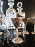 Vintage Brass Silver Cocktail Shaker And 5 Mini Goblets Aperitif Cordial  Barwar