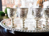Vintage Silver Plate Cordial Goblet Shot Glass Set of 4 Corbell And Co  Ornate R