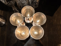 Vintage Brass Silver Cocktail Shaker And 5 Mini Goblets Aperitif Cordial  Barwar