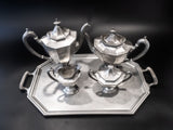 Vintage Pewter Coffee Tea Set Service With Tray Reed Barton Sierra 3690