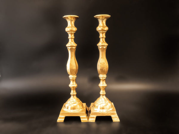 Vintage Tall Brass Candle Holders Pair 17.5" Altar Candles