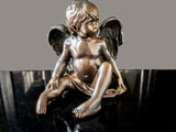 Bronze Winged Cherub Statue Sculpture L' Allouette