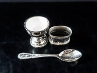 Vintage Silver Plate Egg Cup Spoon And Napkin Ring Personalized