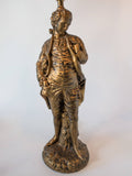 Victorian Table Lamp Bronze Tone Figural French Gentlemen Hollywood Regency
