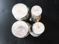 Coin Silver Repoussé Tribal Cups Set Of Four 900 Silver