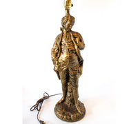 Victorian Table Lamp Bronze Tone Figural French Gentlemen Hollywood Regency