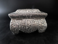 Handcrafted Embossed Sterling On Wood Trinket Box With Key