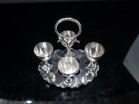Antique Silver Plate Egg Cup Caddy 4 Egg Cups