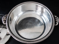 Vintage Silver Plate Covered Serving Dish With Flower Bud Finial