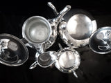 Vintage Silver Plate Tea Set Melon Finial Coffee Service William Adams Towle