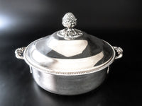 Vintage Silver Plate Covered Serving Dish With Flower Bud Finial