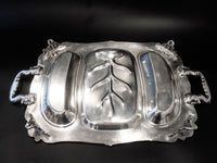 Vintage Silver Plate 3 Part Buffet Tray Shell And Gadroon Sheridan