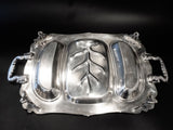 Vintage Silver Plate 3 Part Buffet Tray Shell And Gadroon Sheridan