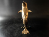 Vintage Brass Dolphin Statue Mother And Baby