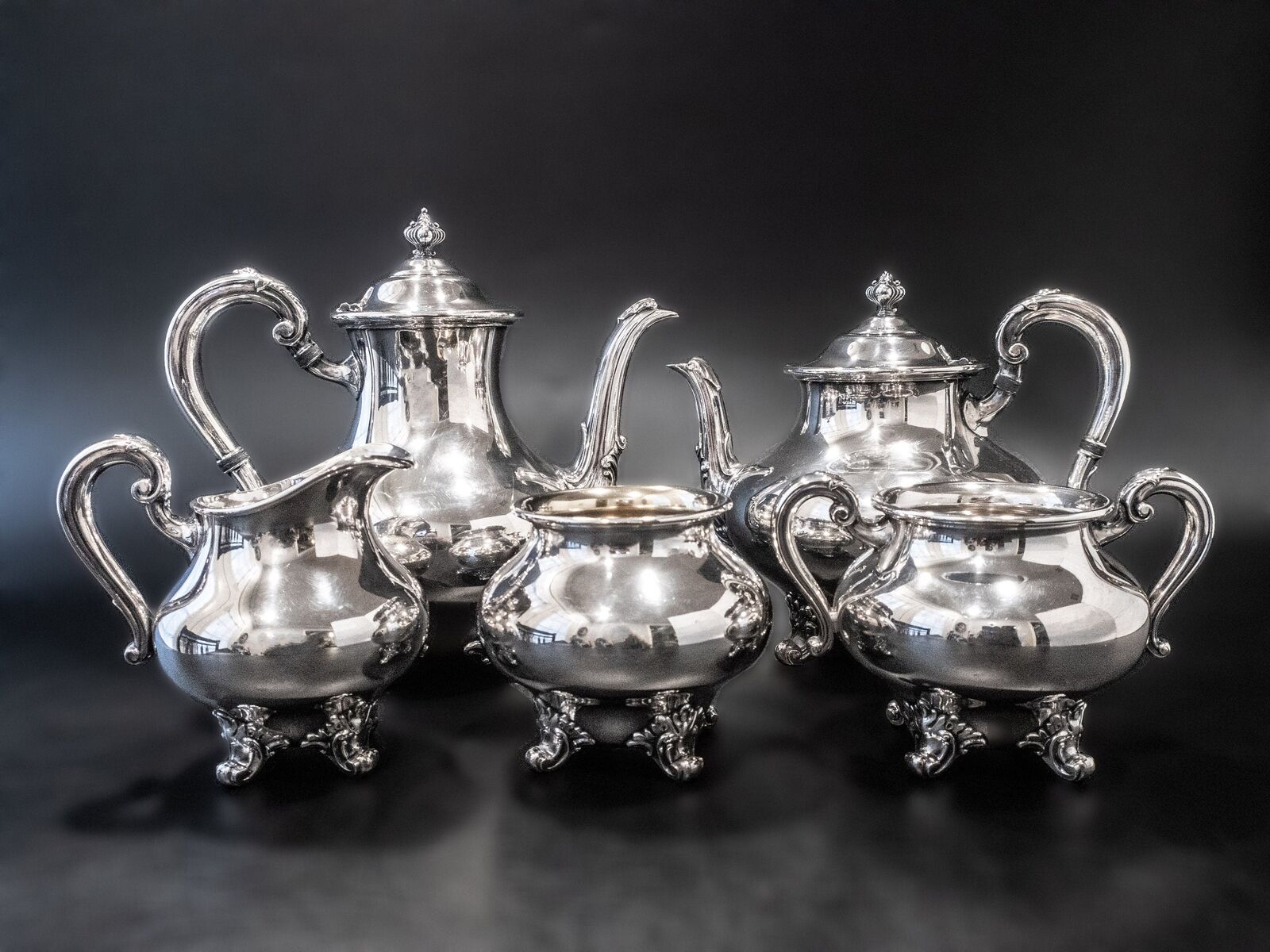 Vintage Silver Plate Tea Set Coffee Service 5 Piece Reed Barton Regent InventifDesigns