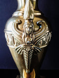 Vintage XL Brass Grecian Urn Style Figural Angels Mantel Decor