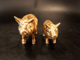 Pair Brass Pigs Piglet Statue Sculpture Figures