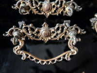 French Style Brass  Dresser Drawer Handles Pulls And Parts And Keyhole Cover