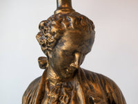 Victorian Table Lamp Bronze Tone Figural French Gentlemen Hollywood Regency