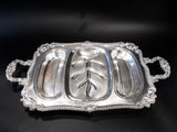 Vintage Silver Plate 3 Part Buffet Tray Shell And Gadroon Sheridan