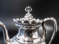 Antique Silver Plate Teapot Portrait Medallion Greek Revival Aesthetic Reed And 