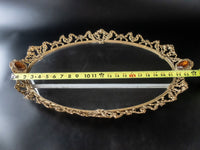 Large Vintage Mirrored Vanity Tray Cherub Gilded Mirror Hollywood Regency