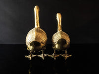 Vintage Large Brass Pair Honking Goose Geese Sculptures Doorstops