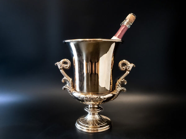 Vintage Brass Tone Ice Bucket Grecian Urn Champagne Chiller