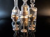 Vintage Brass Silver Cocktail Shaker And 5 Mini Goblets Aperitif Cordial  Barwar