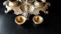 Antique Bronze Double Inkwell Figural Face Louis XV Style