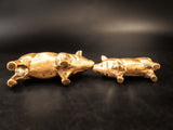 Pair Brass Pigs Piglet Statue Sculpture Figures