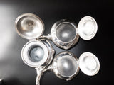 Antique Silverplate Tea Set Medallion Portrait Coffee Service 1800s