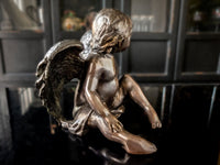 Bronze Winged Cherub Statue Sculpture L' Allouette