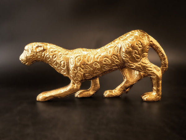 Brass Leopard Statue Sculpture Tiger 10.5"