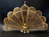 Vintage Brass Fireplace Screen Fan Gargoyle Griffin