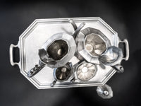 Vintage Pewter Coffee Tea Set Service With Tray Reed Barton Sierra 3690